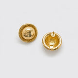 Vintage gold rope-trim dome stud earrings, front and post-back detail