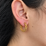Vintage Monet Gold Twisted Rope Clip-On Hoop Earrings