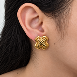 Vintage Gold Quatrefoil Clip-On Earrings