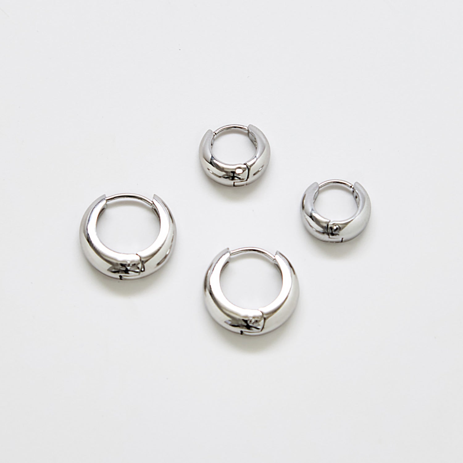 Silver Medium Double Pack - Hoop Earrings