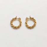 Vintage Monet Gold Twisted Rope Clip-On Hoop Earrings
