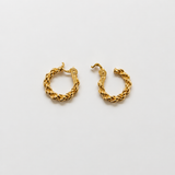 Vintage Monet Gold Twisted Rope Clip-On Hoop Earrings