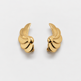 Vintage Monet Gold Sculptural Leaf Clip-On Earrings