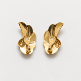 Vintage Monet Gold Sculptural Leaf Clip-On Earrings
