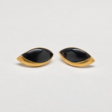 Vintage Napier Black Enamel Marquise Stud Earrings