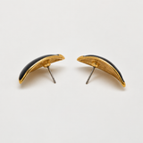 Vintage Napier Black Enamel Marquise Stud Earrings
