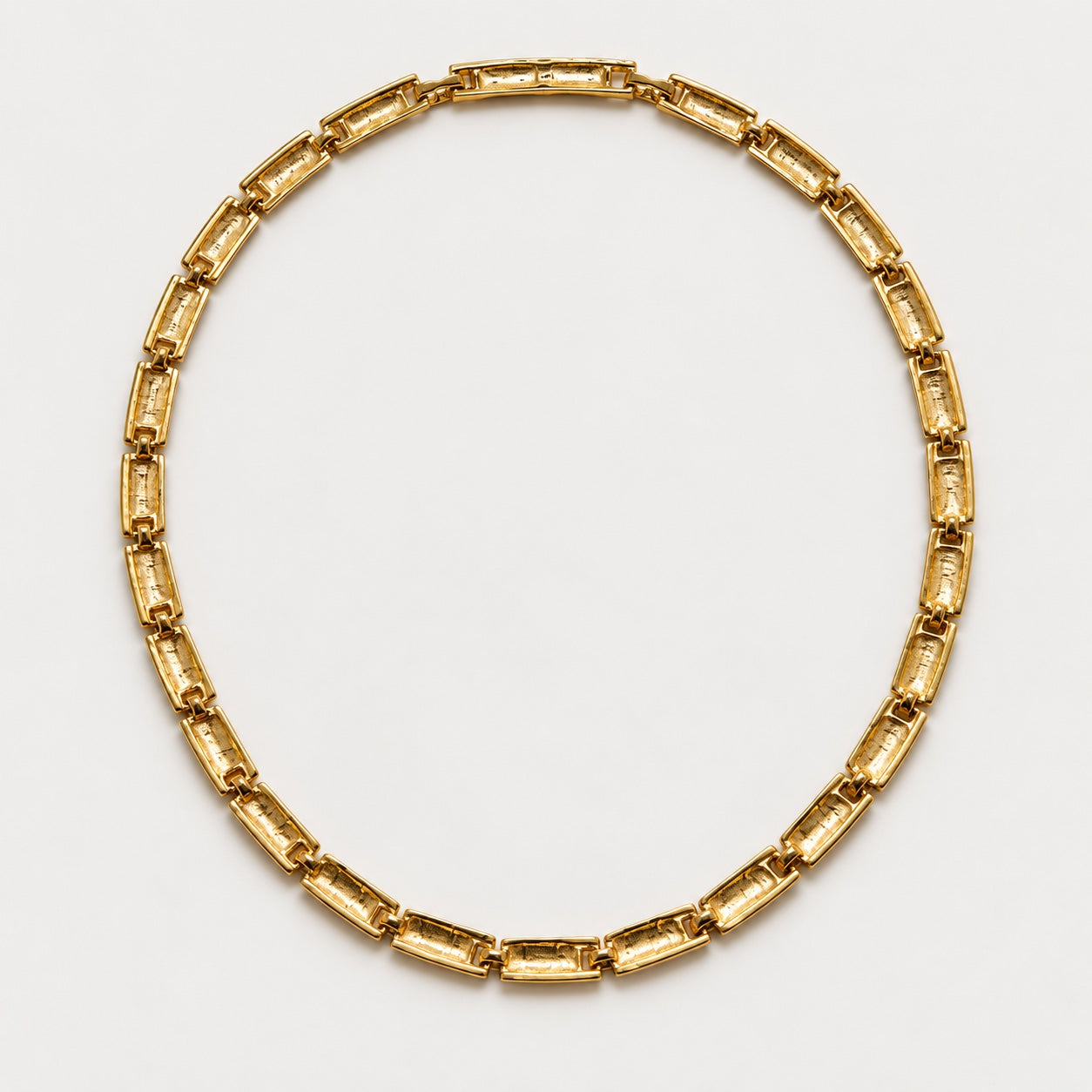 Vintage Black Enamel and Gold Link Necklace — reverse and closure view (source 2906)