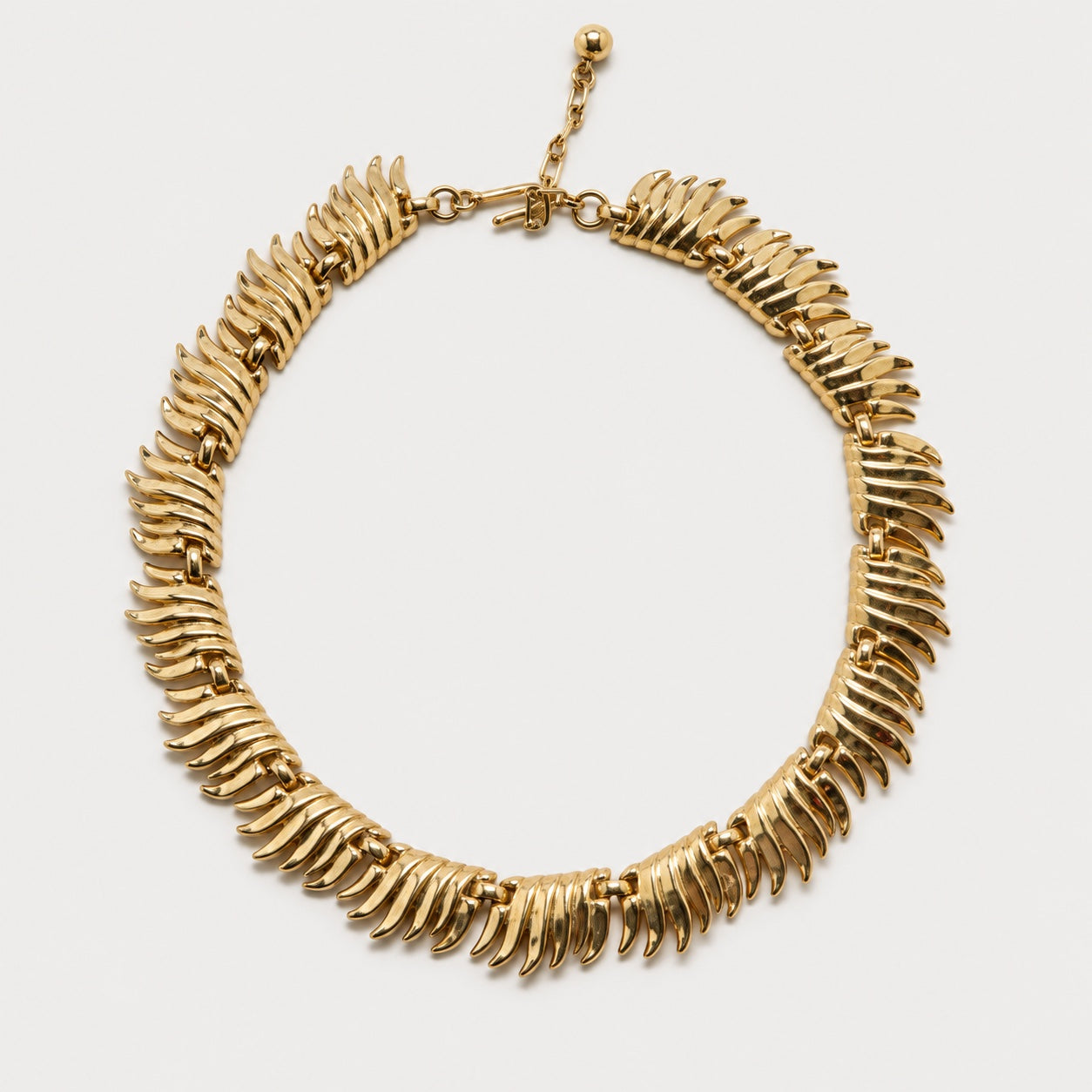 Vintage Gold Fan Fringe Collar Necklace — main view (source 2909)