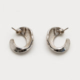 Vintage Silver Ridged Crescent Hoop Earrings — reverse and closure view (source 2930)