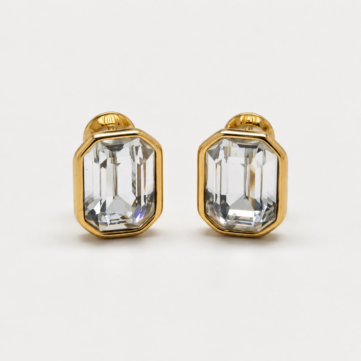 Vintage Monet Clear Rectangle Clip-On Earrings — main view (source 2939)