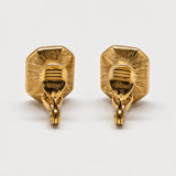 Vintage Monet Clear Rectangle Clip-On Earrings — reverse and closure view (source 2940)
