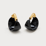 Vintage Black Tapered Clip-On Hoop Earrings — reverse and closure view (source 2944)