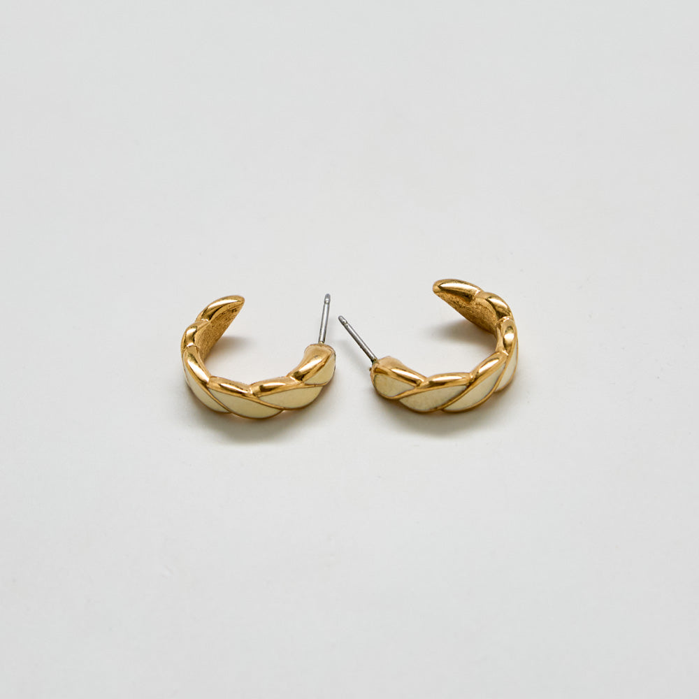 Vintage Monet Gold & Cream Braided Hoop Earrings