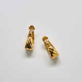 Vintage Monet Gold Sculpted Hoop Earrings - Admiral Row