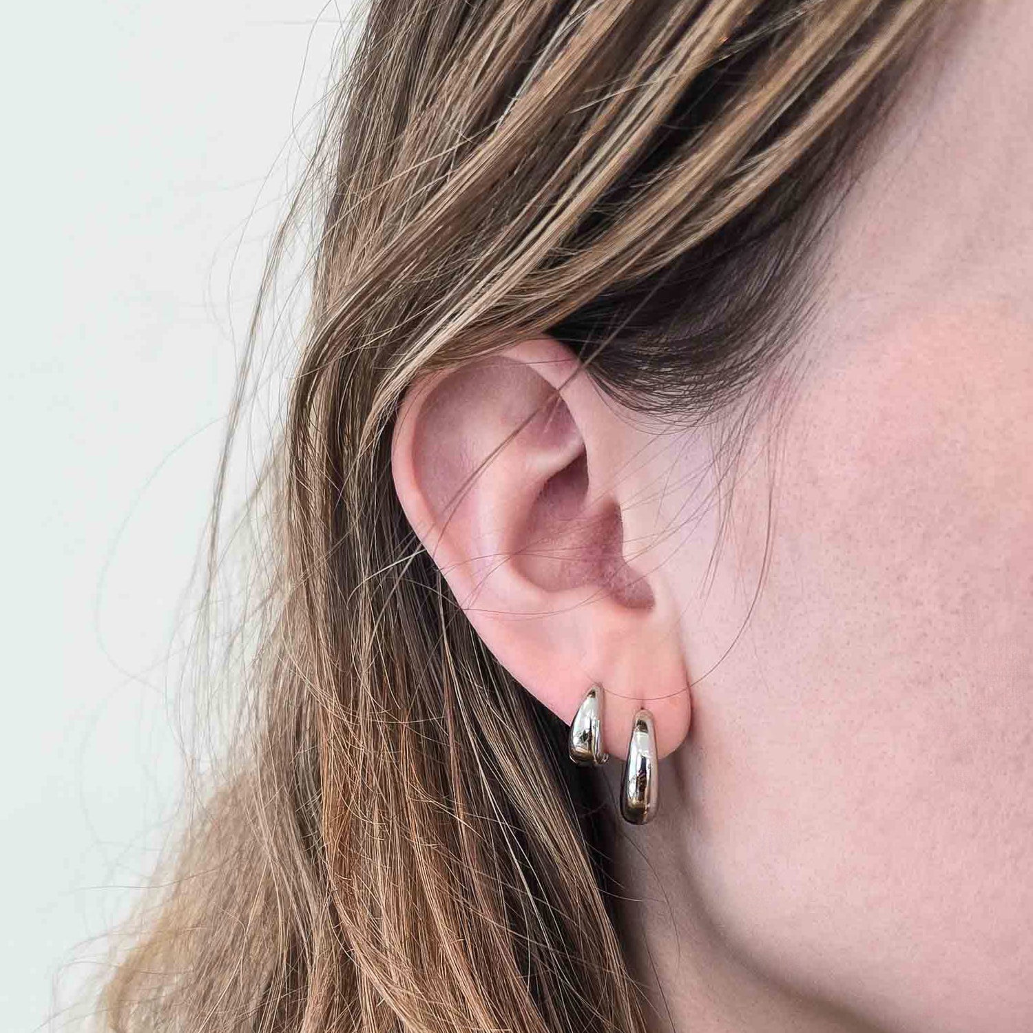 Silver Medium Double Pack - Hoop Earrings