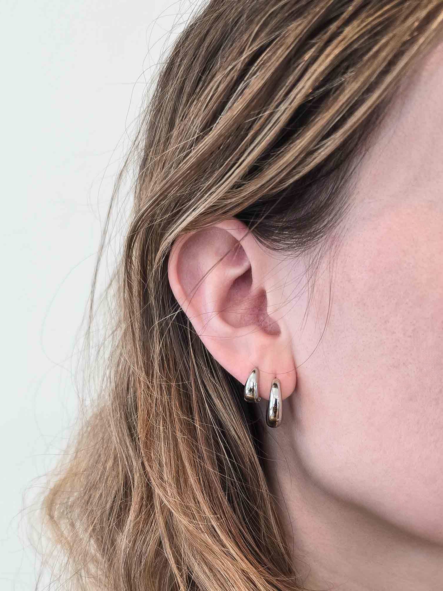 Silver Medium Double Pack - Hoop Earrings, image 2