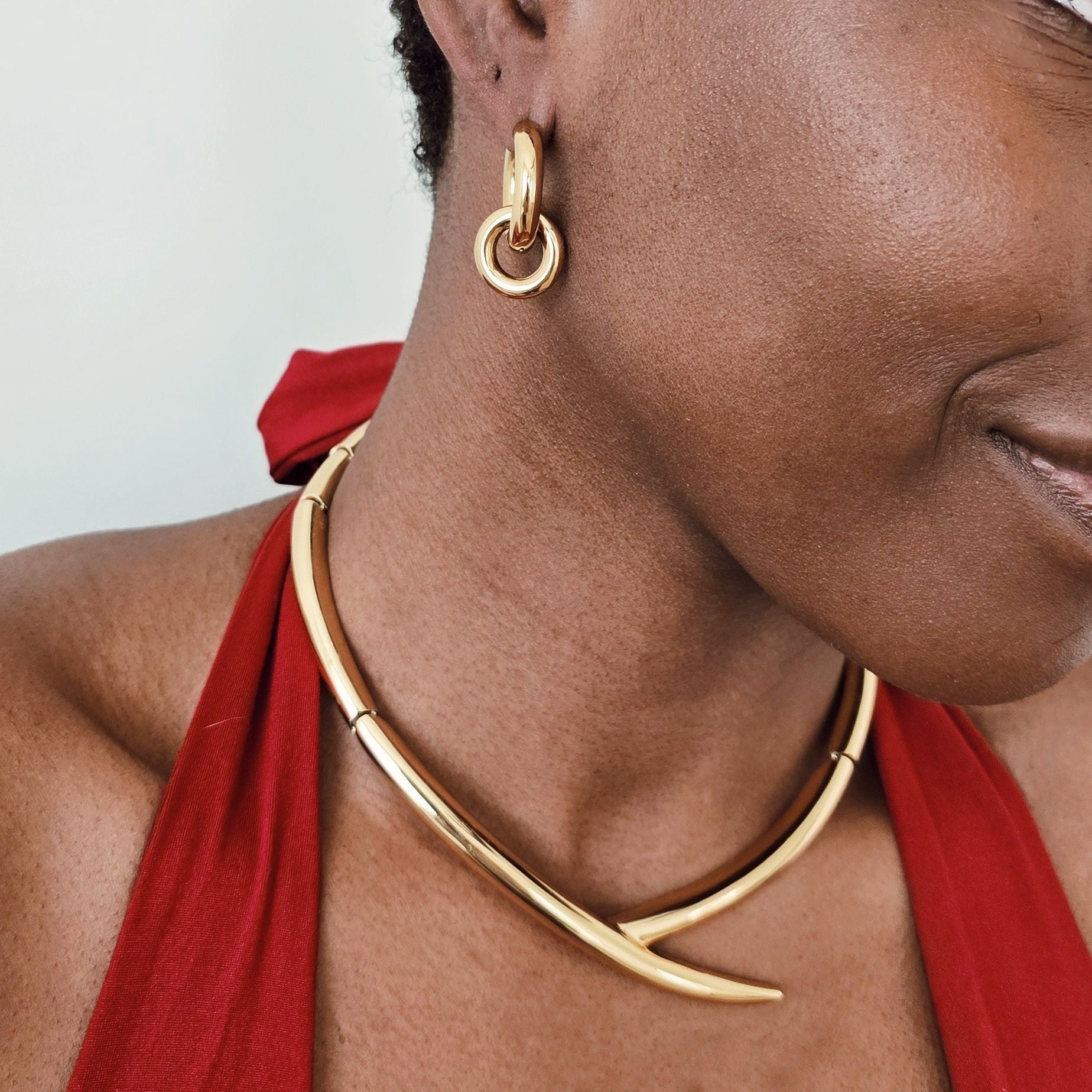 Vintage Monet Gold-Tone Sculptural Collar Necklace
