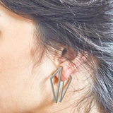 Double-Sided Silver Geometric Triangle Earrings