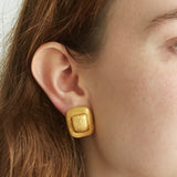 Vintage Gold Rectangle Clip-on Earrings