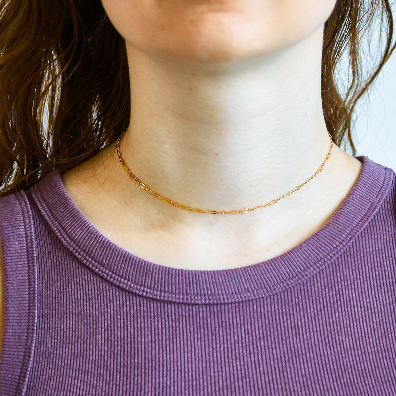 Gold Chain Double Link Choker Necklace