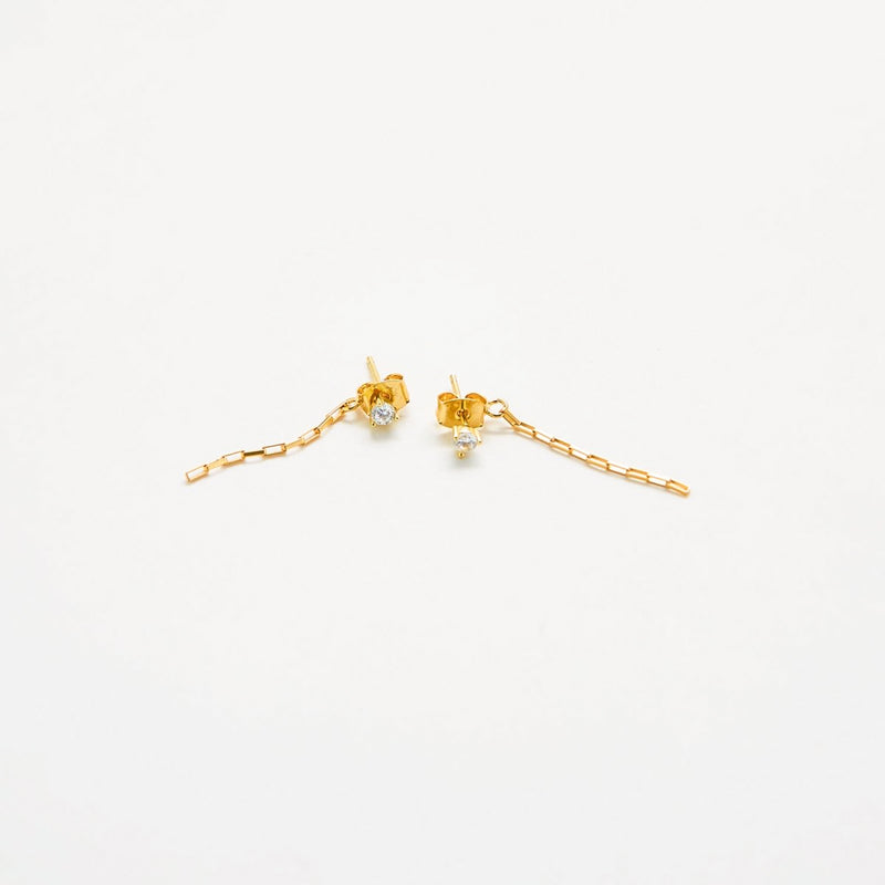 White CZ Chain Jacket Earrings - Admiral Row
