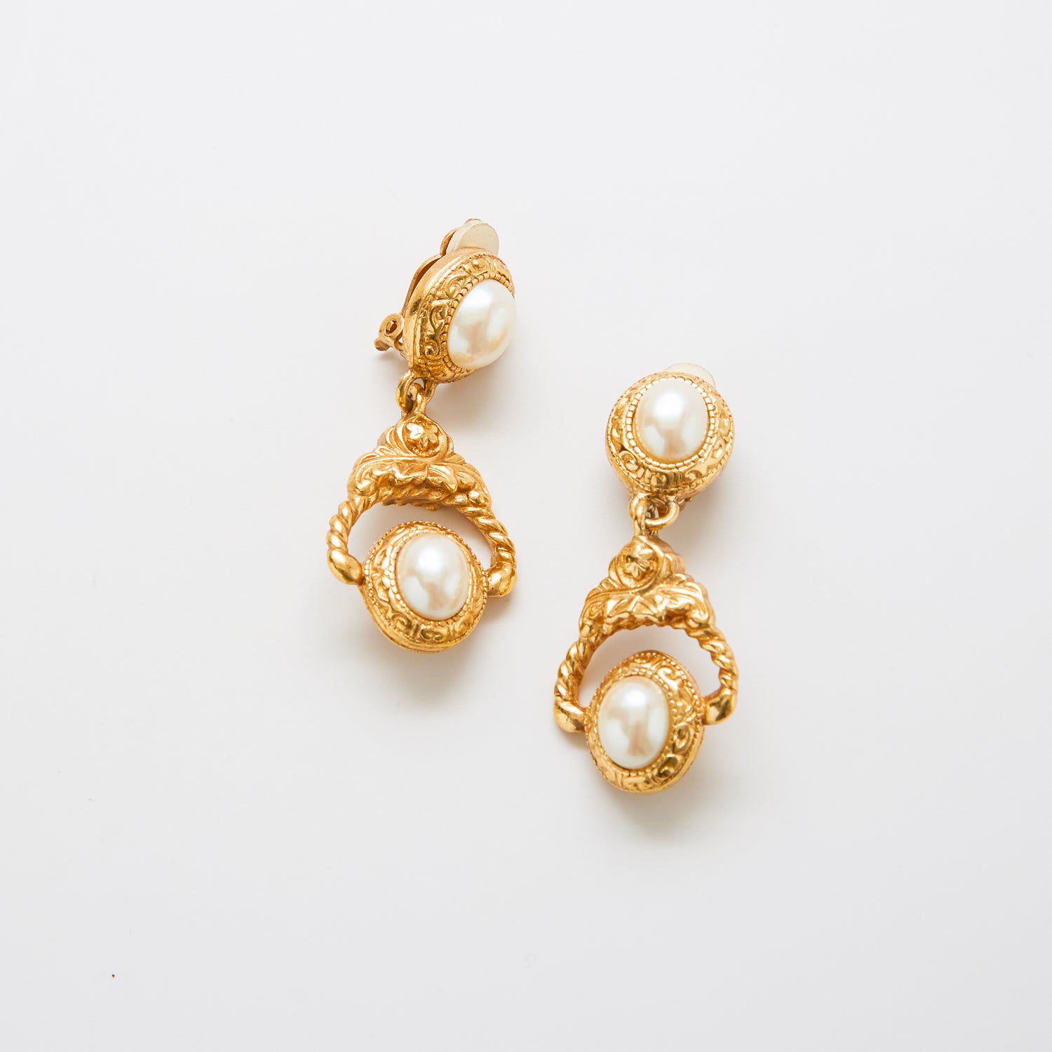 Vintage Givenchy Pearl And Floral Earrings