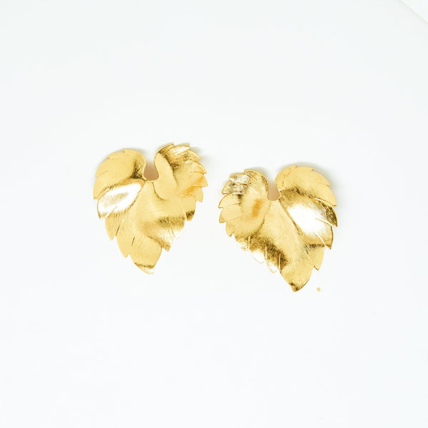 Vintage Gold Palm Leaf Earrings