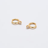 White Pave Round Huggie Earrings