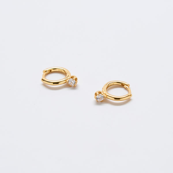 White Pave Round Huggie Earrings | Admiral Row