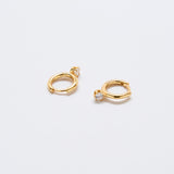 White Pave Round Huggie Earrings