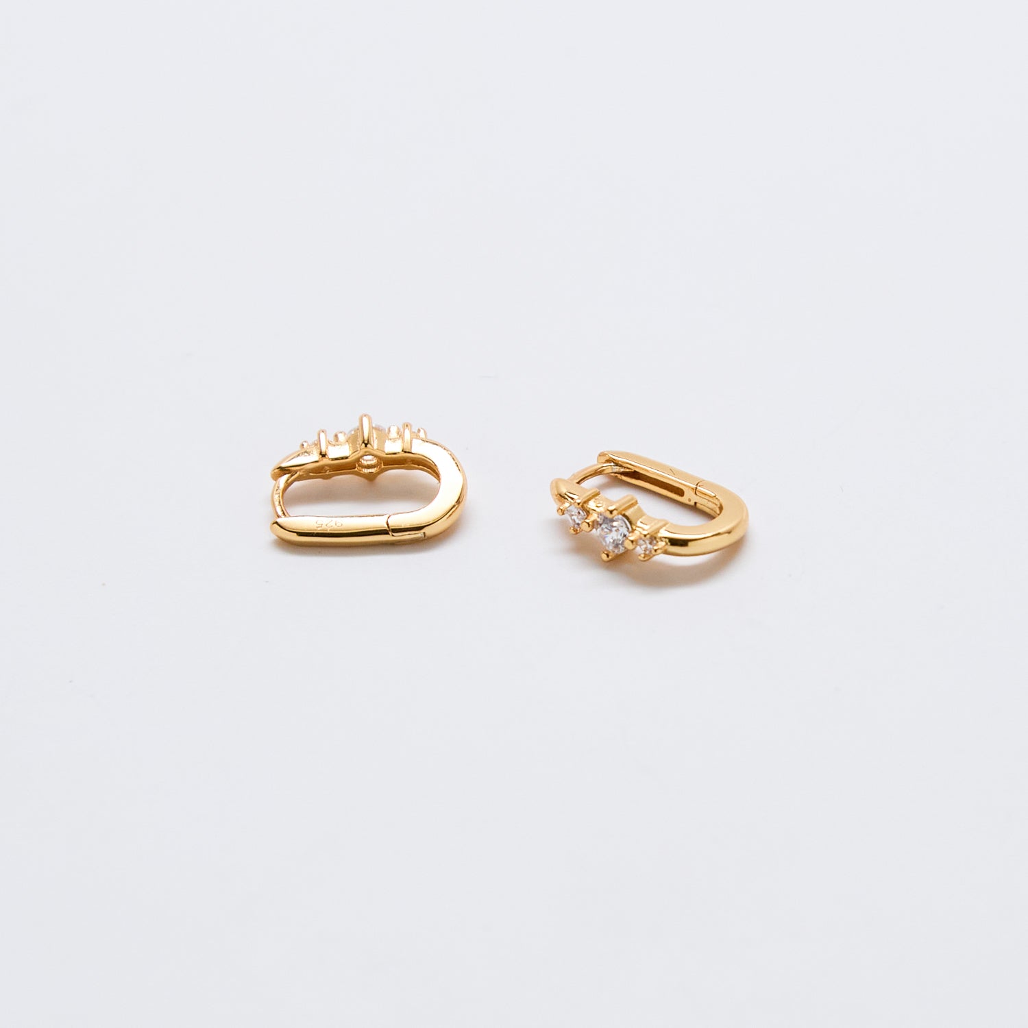 White CZ Square Huggie Earrings - Admiral Row