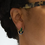 Vintage Gold, Green and Black Leaf Earrings