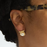 Vintage Tribal Gold and Pearl Stud Earrings