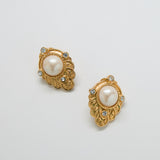 Vintage Avon Gold, CZ and Pearl Earrings