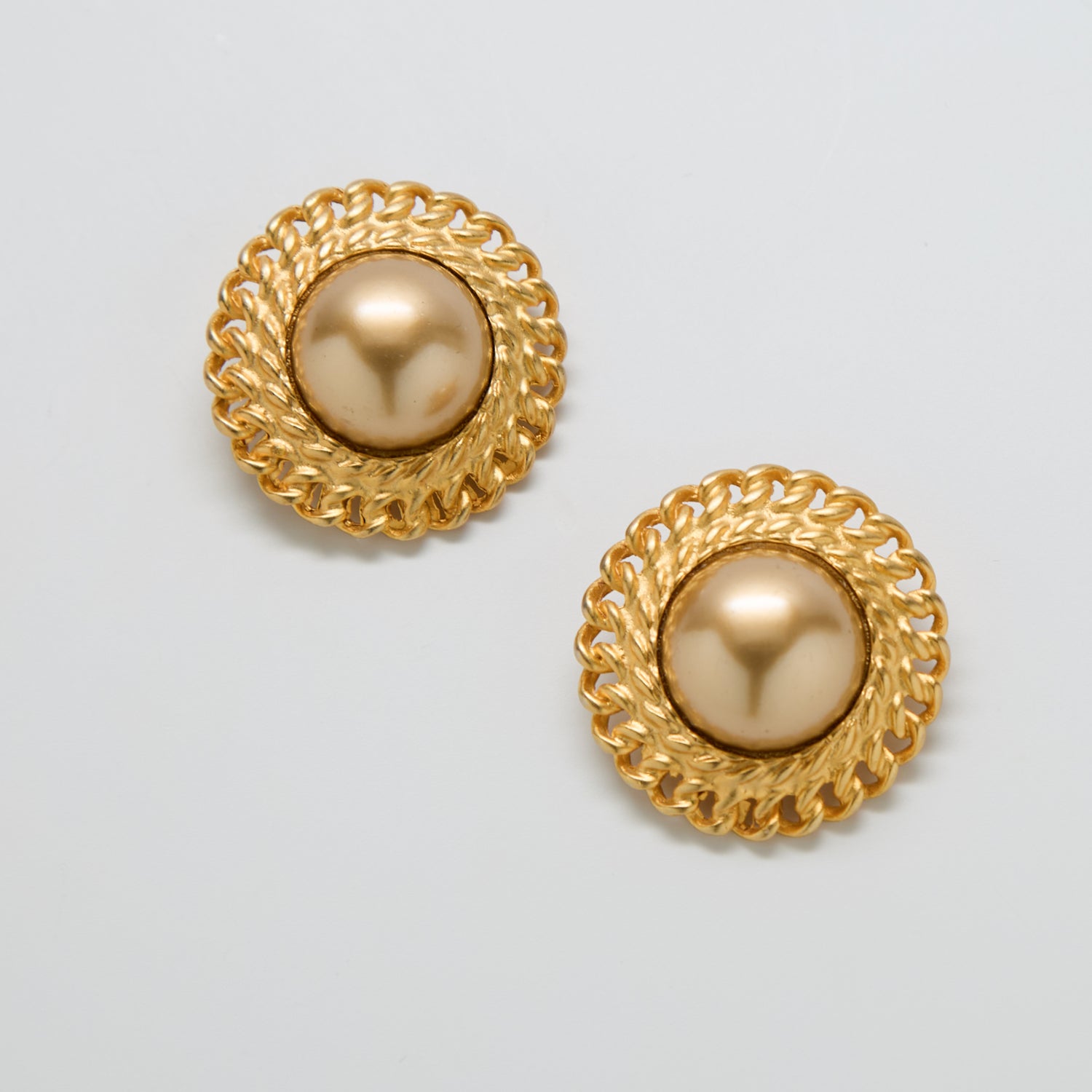 Vintage Carolee Gold Round Dome Earrings