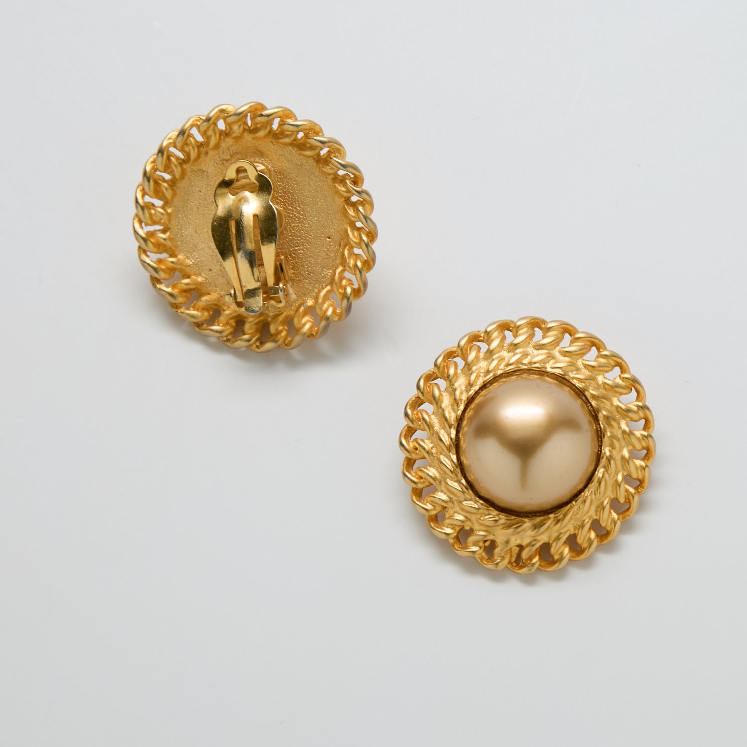 Vintage Carolee Gold Round Dome Earrings