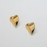 Vintage Gold Etched Heart Earrings