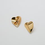 Vintage Gold Etched Heart Earrings