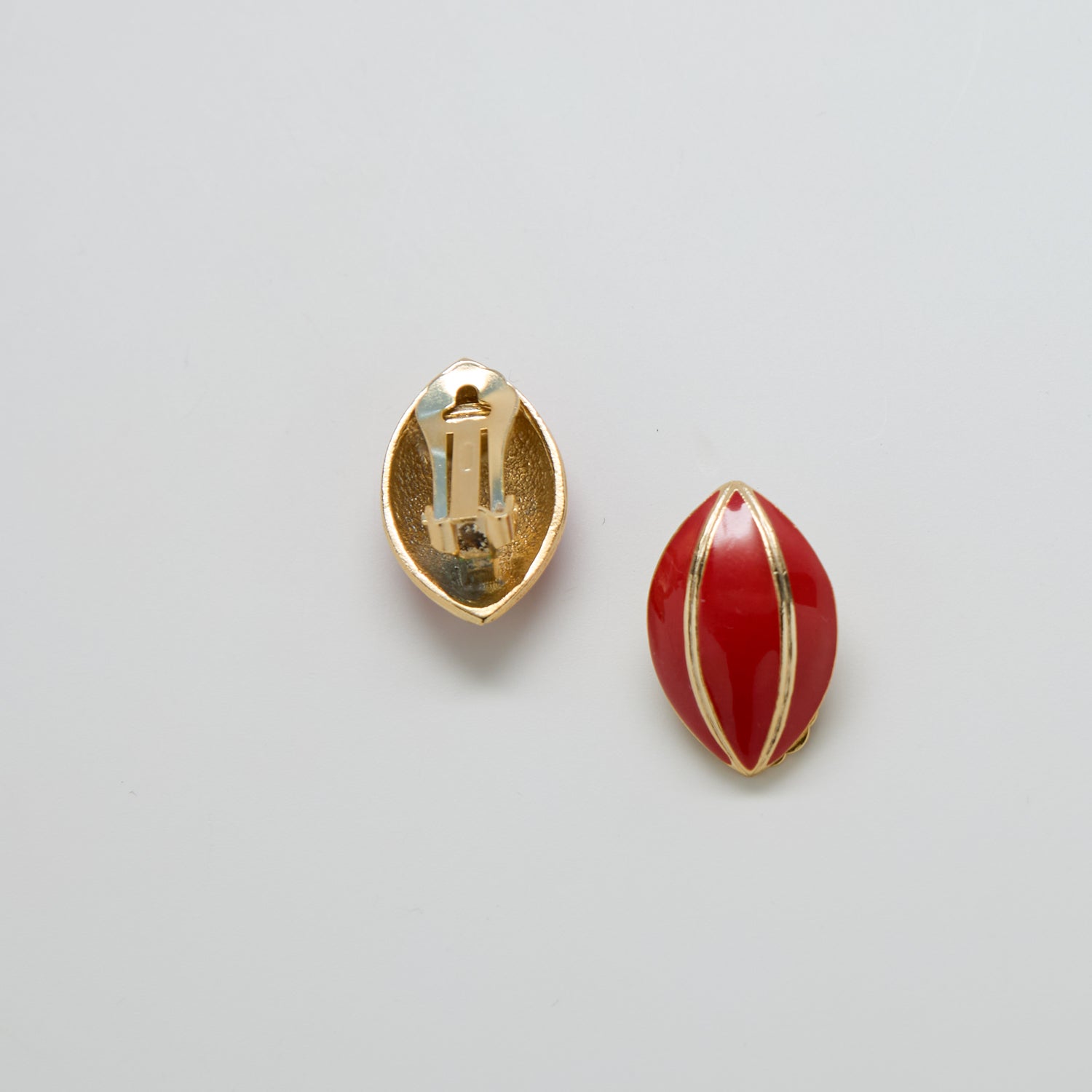 Vintage Red and Gold Teardrop Earrings