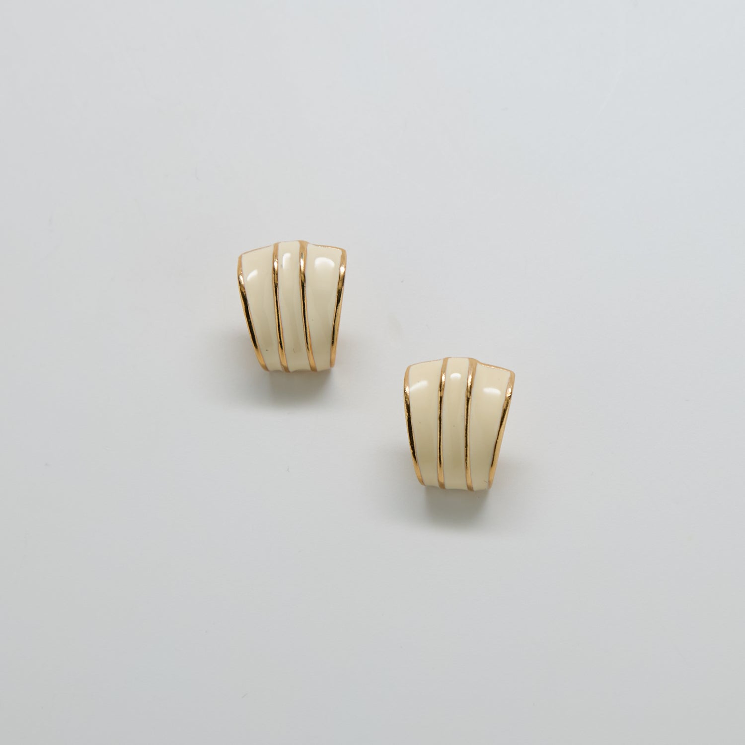 Vintage Gold and White Stripe Earrings