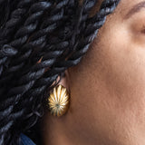 Vintage Gold Oval Starburst Earrings