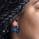 Vintage Navy Flower Earrings