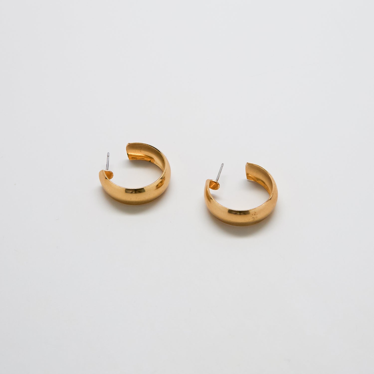 Vintage Gold Domed Hoop Earrings