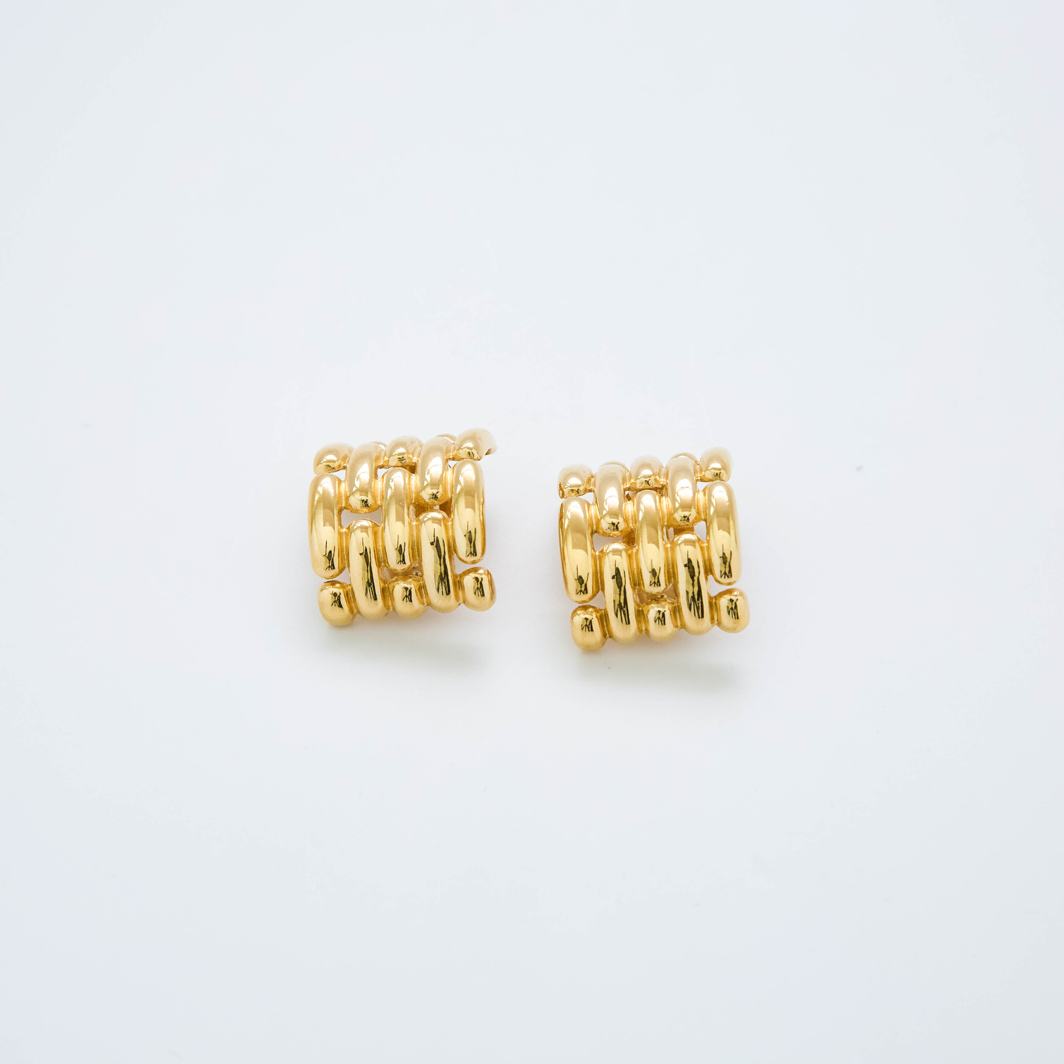 Vintage Givenchy Gold Link Half Hoop Statement Earrings