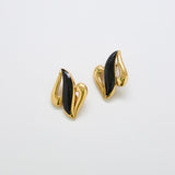 Vintage Monet Abstract Black and Gold Swirl Earrings