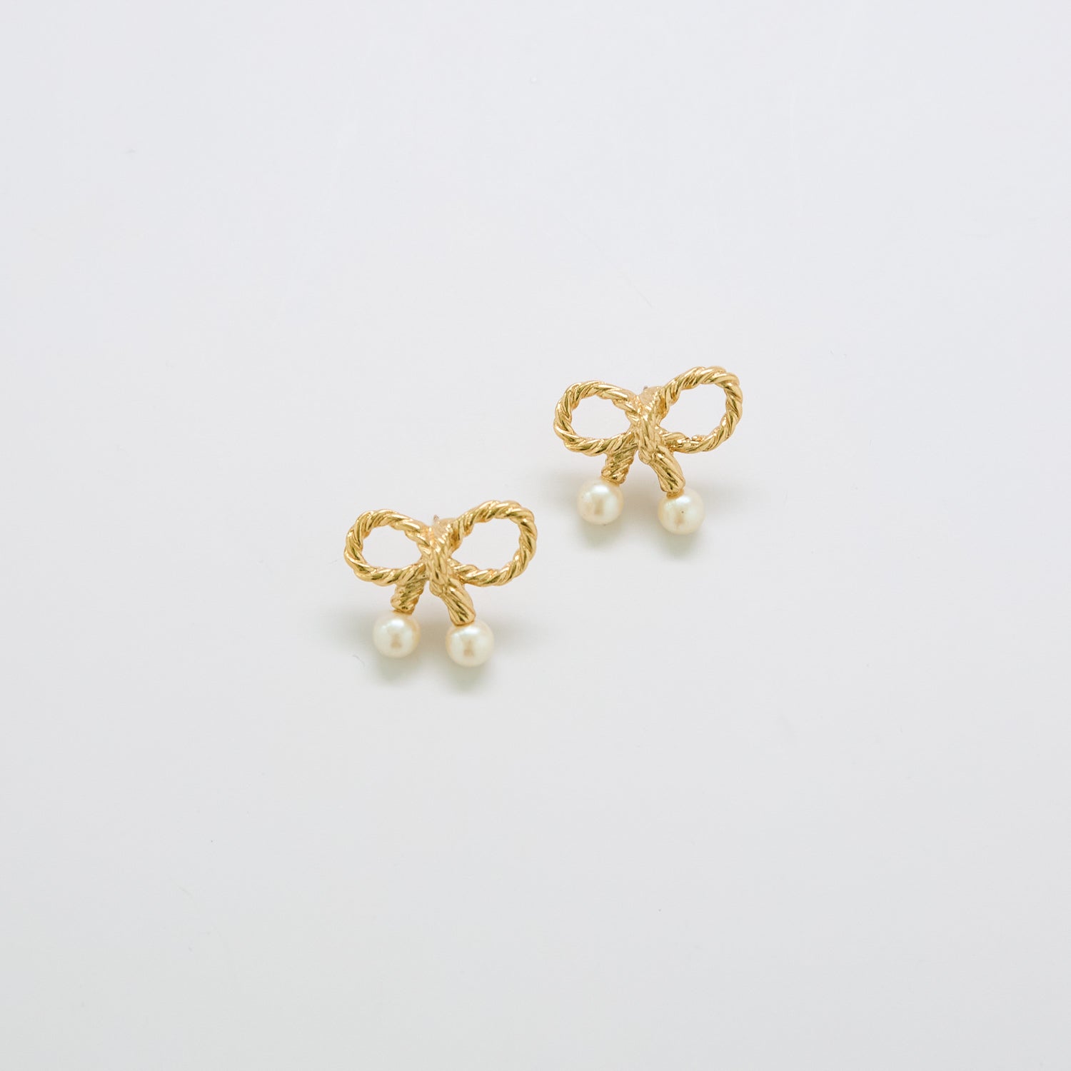 Vintage Richelieu Gold & Pearl Bow Earrings
