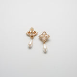 Vintage Gold and Pearl Deco Drop Earrings