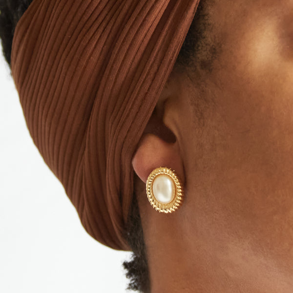Vintage Pearl Cameo Earrings