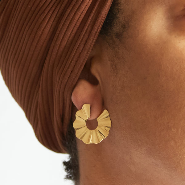 Vintage Gold Folded Open Circle Earrings