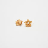 Vintage Gold and Pearl Flower Earrings